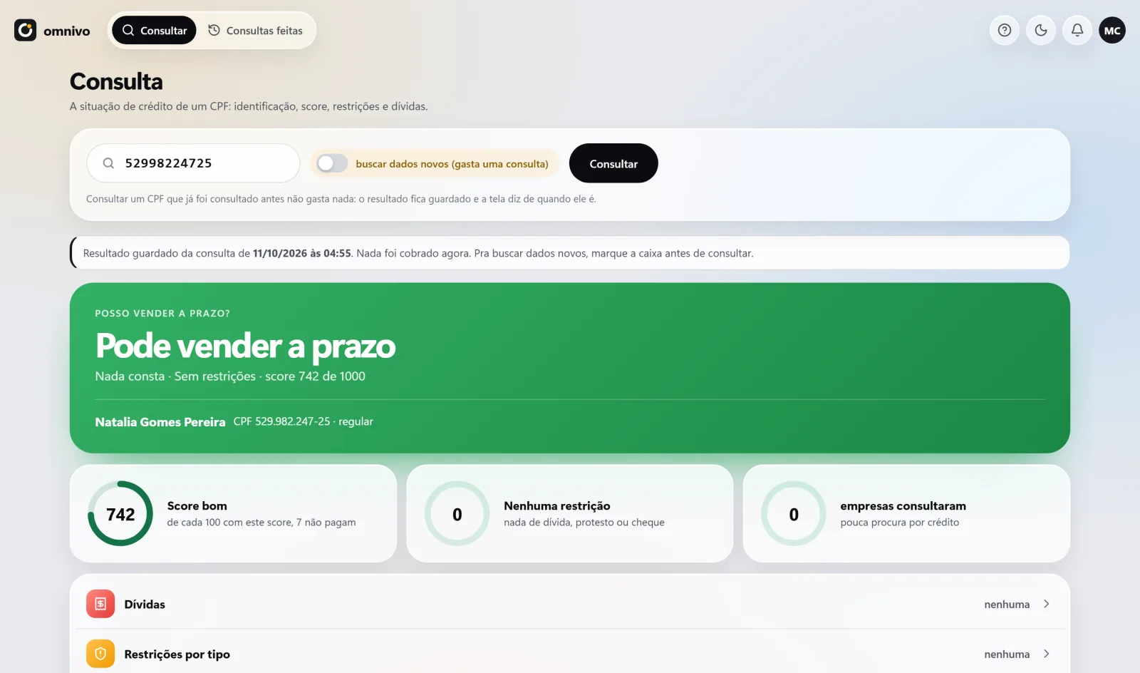 Tela do Omnivo usada por distribuidoras